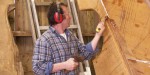 Joff cutting the rabbet in the sternpost and deadwood