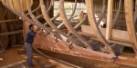 Joff fitting the 3rd starboard plank
